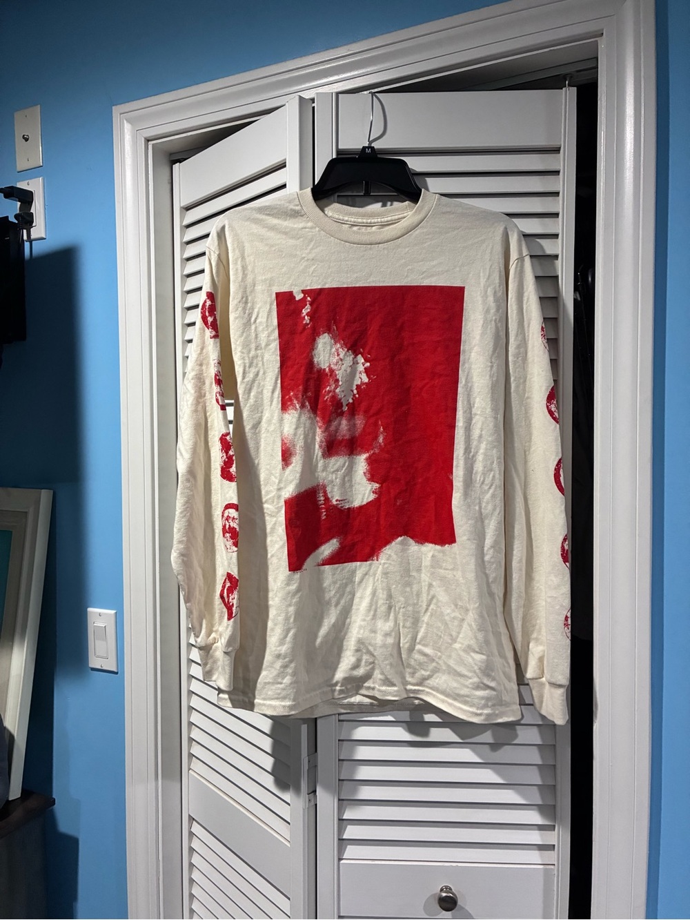 Dressed in LALA Cream Long-Sleeve Tee with Red Graphic